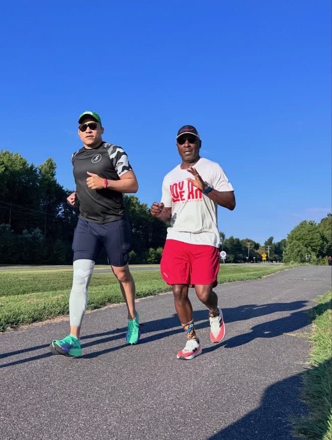 Dr. Joe Evans running on a park trail